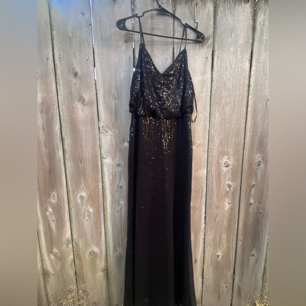 Calvin Klein Black Sequin Maxi Dress Gown Size 6